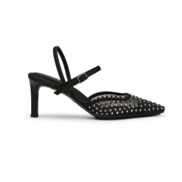 Anne Klein Women's Rosedale-C Black Crystal Slingback Pumps Size 6 - Picture 6 of 9